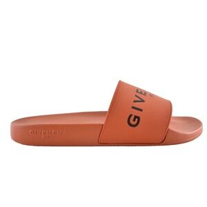 Givenchy Paris Orange Black Logo Rubber Pool Slide Sandal Flip Flop Flat 44 11